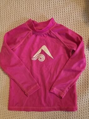 Kanu Surf Hot Pink Long Sleeve Rashguard with White Wave Logo 2T
